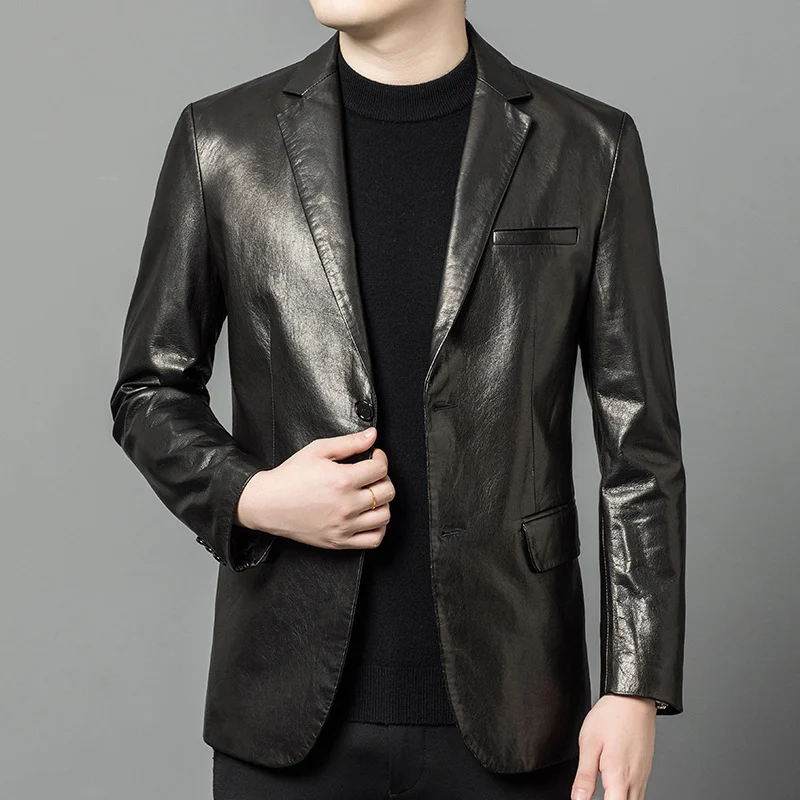 High-end Oil-waxed Sheepskin Fashionable Casual Blazer — image 2