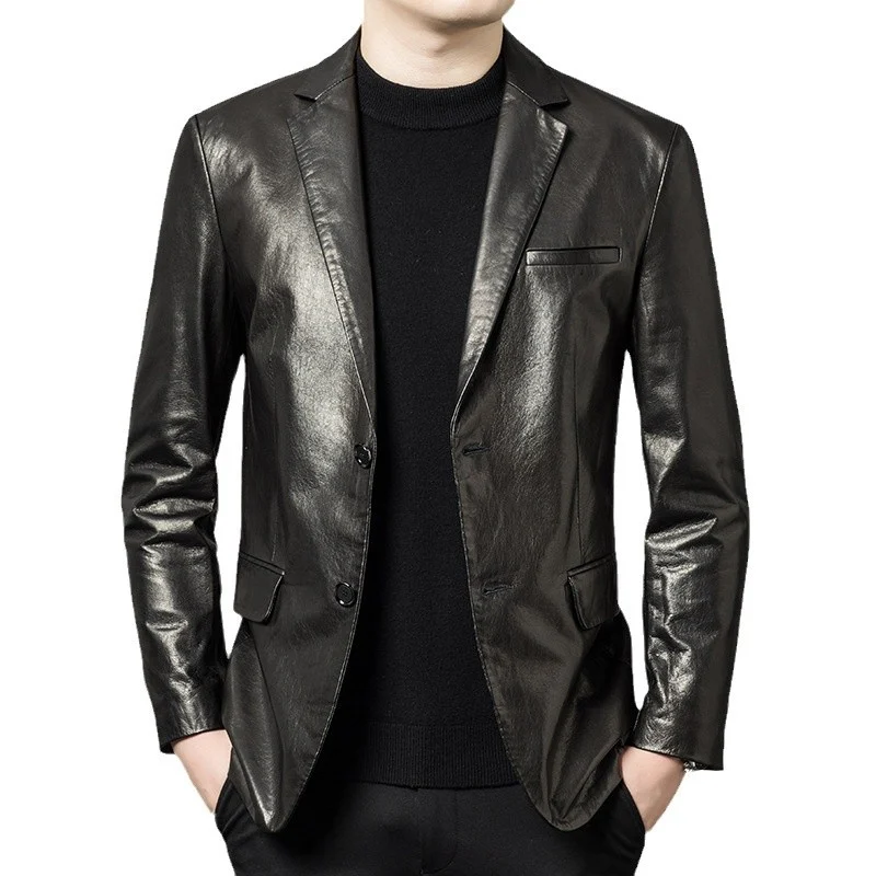 High-end Oil-waxed Sheepskin Fashionable Casual Blazer — image 4