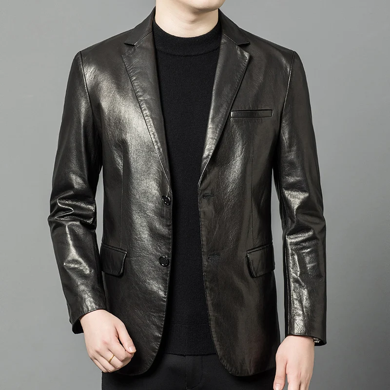 High-end Oil-waxed Sheepskin Fashionable Casual Blazer — image 3