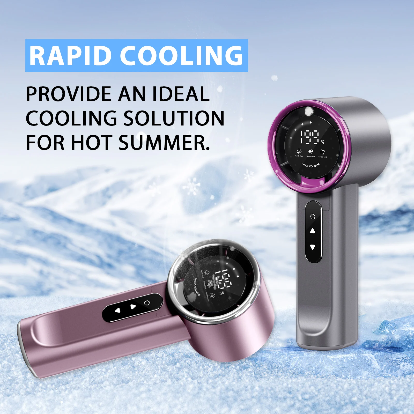 High-speed Handheld Fan Gray-purple — image 6