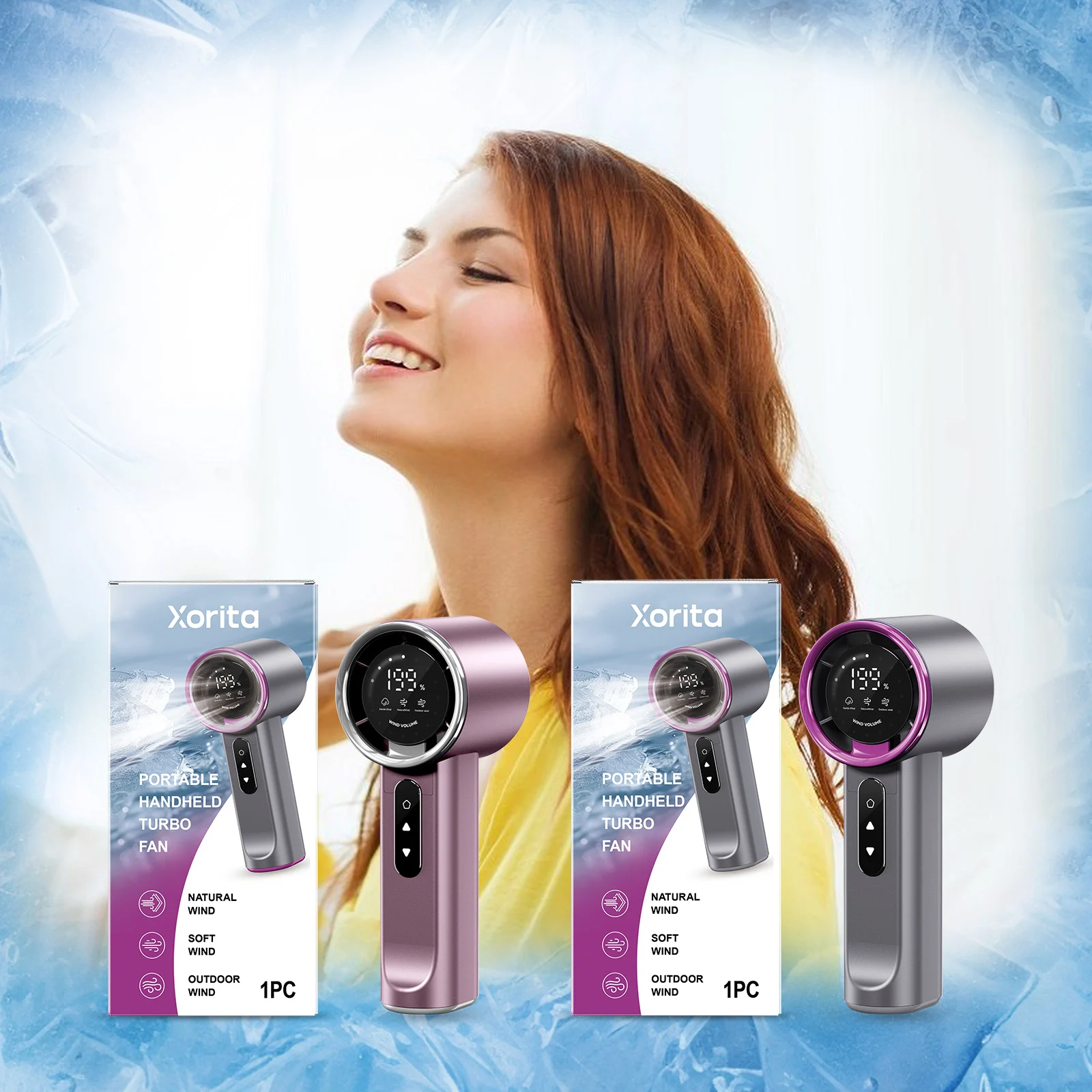 High-speed Handheld Fan Gray-purple — image 4
