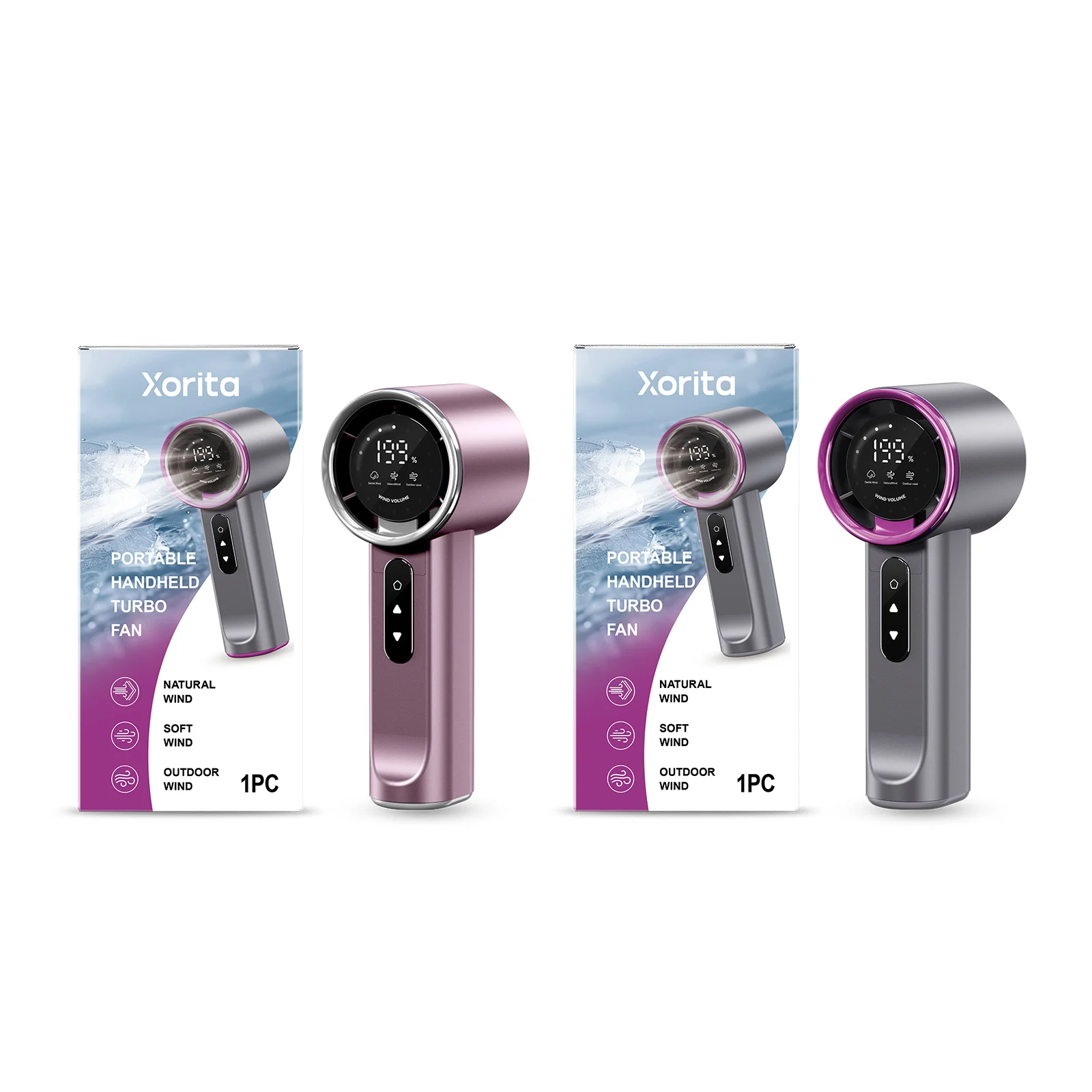 High-speed Handheld Fan Gray-purple — image 5