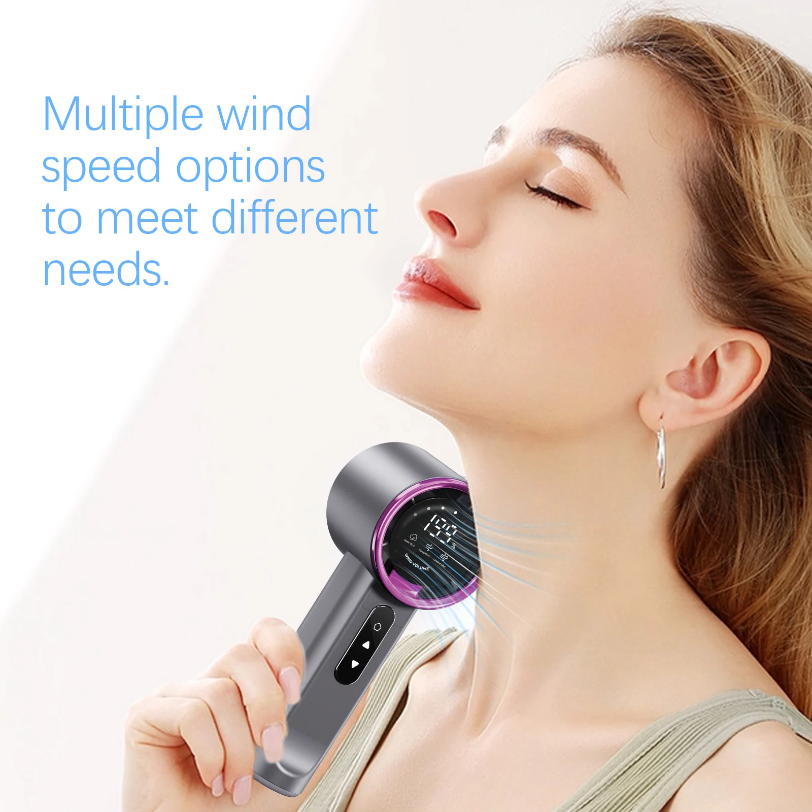 High-speed Handheld Fan Gray-purple — image 3