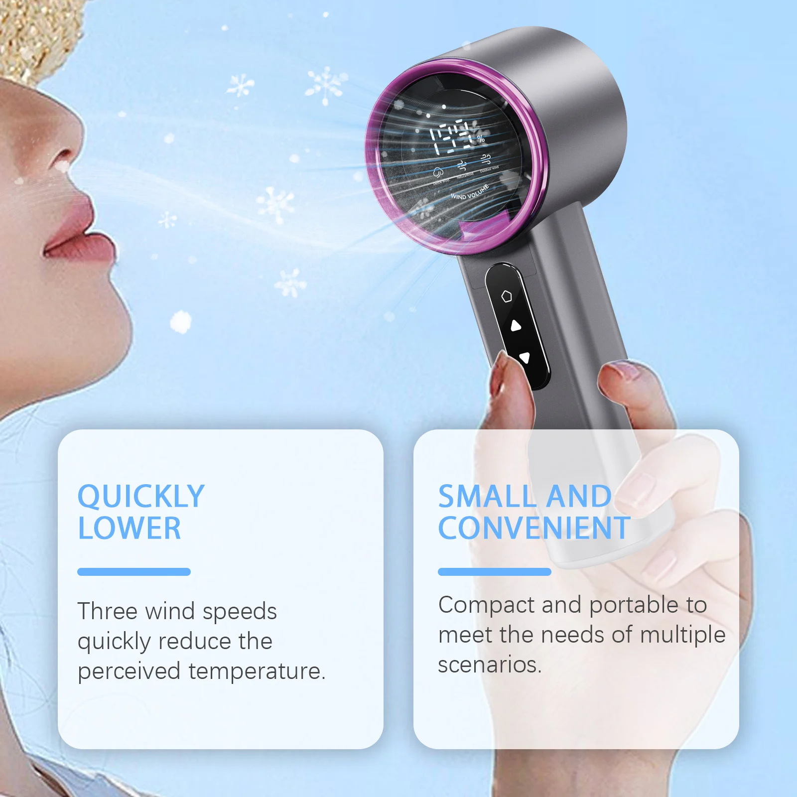 High Speed Handheld Fan Purple 1pc 1 Box — image 3