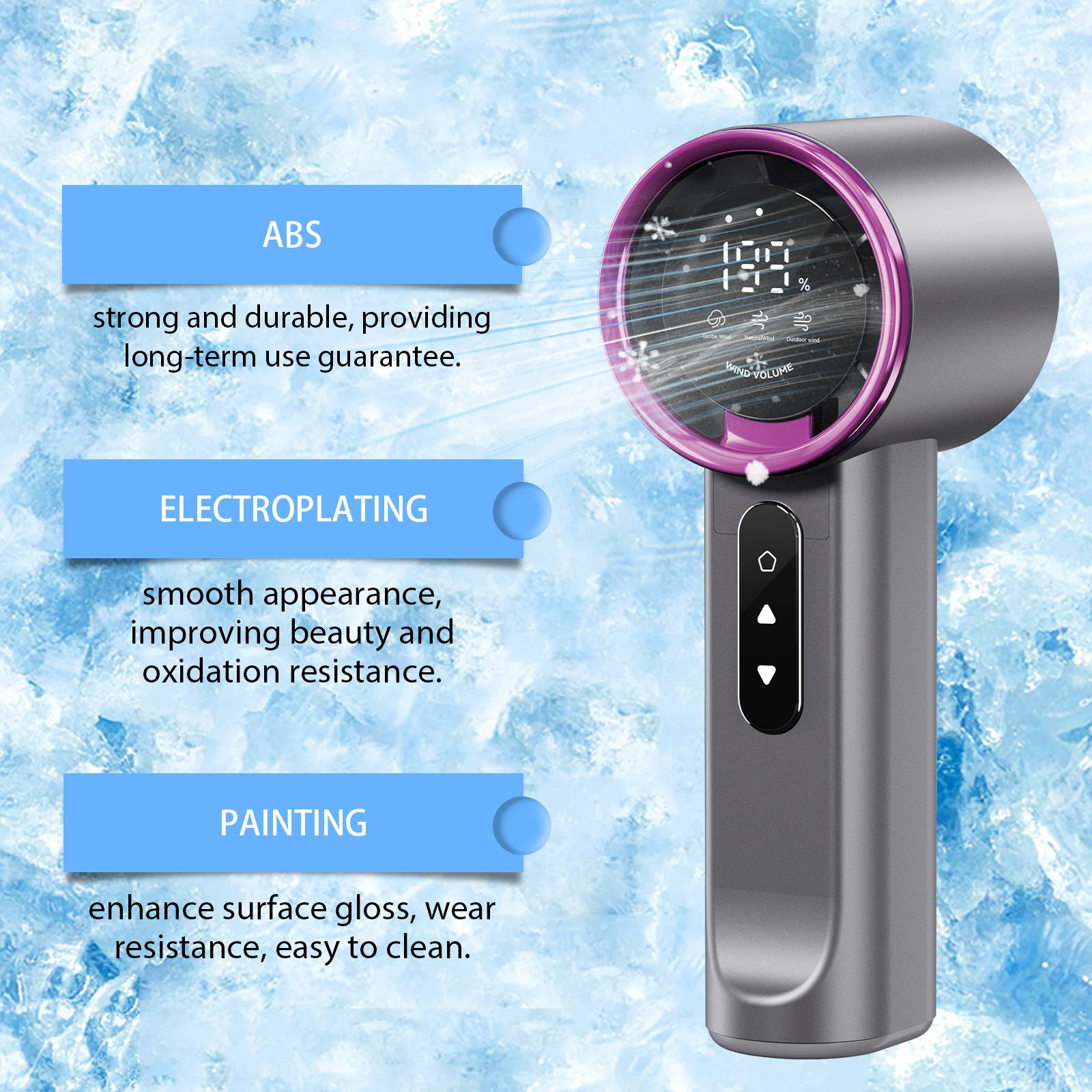 High Speed Handheld Fan Purple 1pc 1 Box — image 5