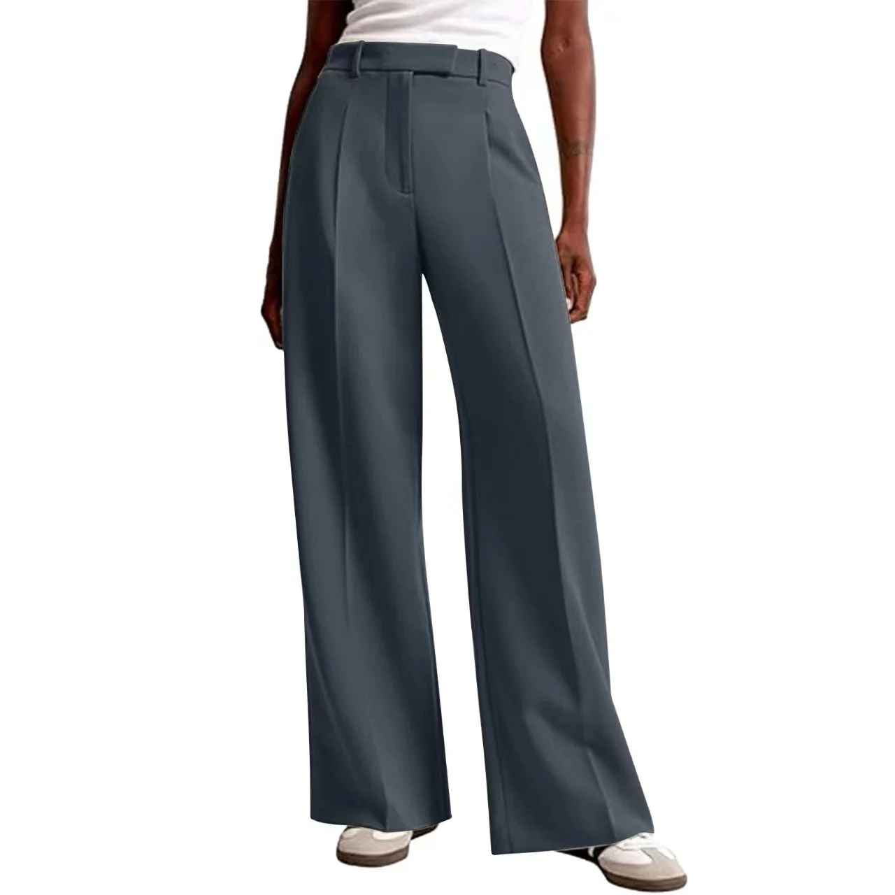 High Waist Drape Solid Color Wide Leg Pants Europe And The United States Loose Casual… — image 2