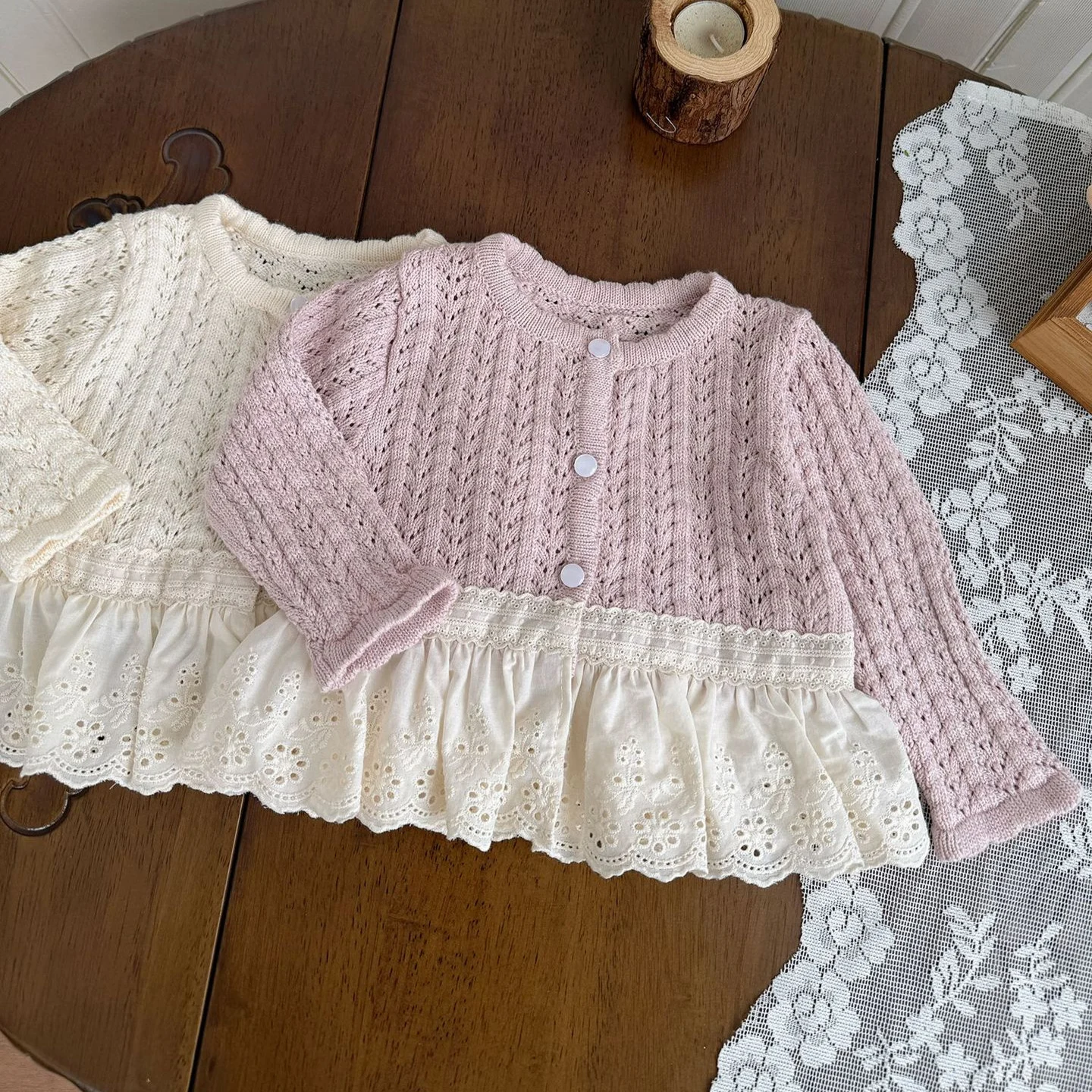 Hollow-out Knitted Cardigan For Baby Girls — image 4