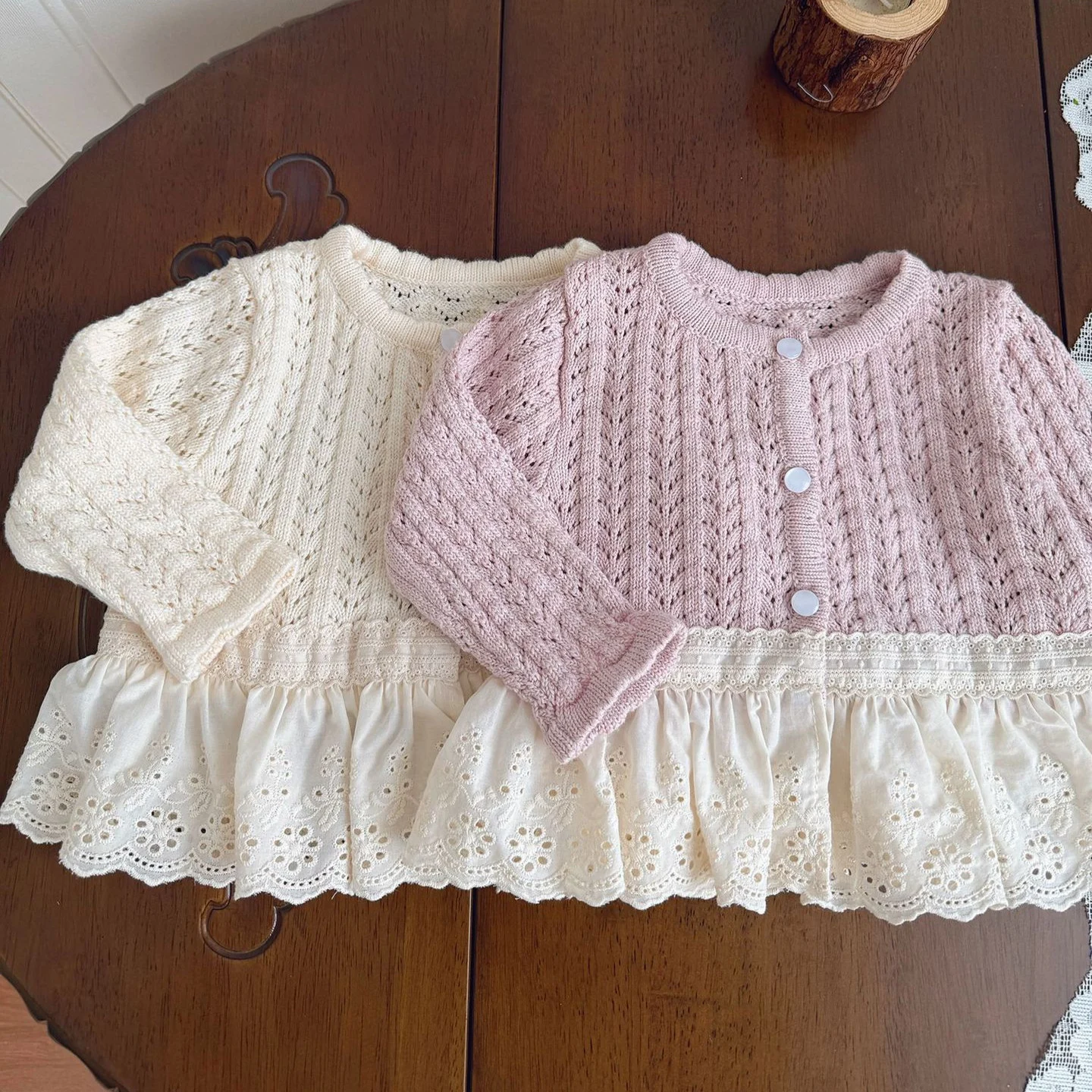 Hollow-out Knitted Cardigan For Baby Girls — image 2