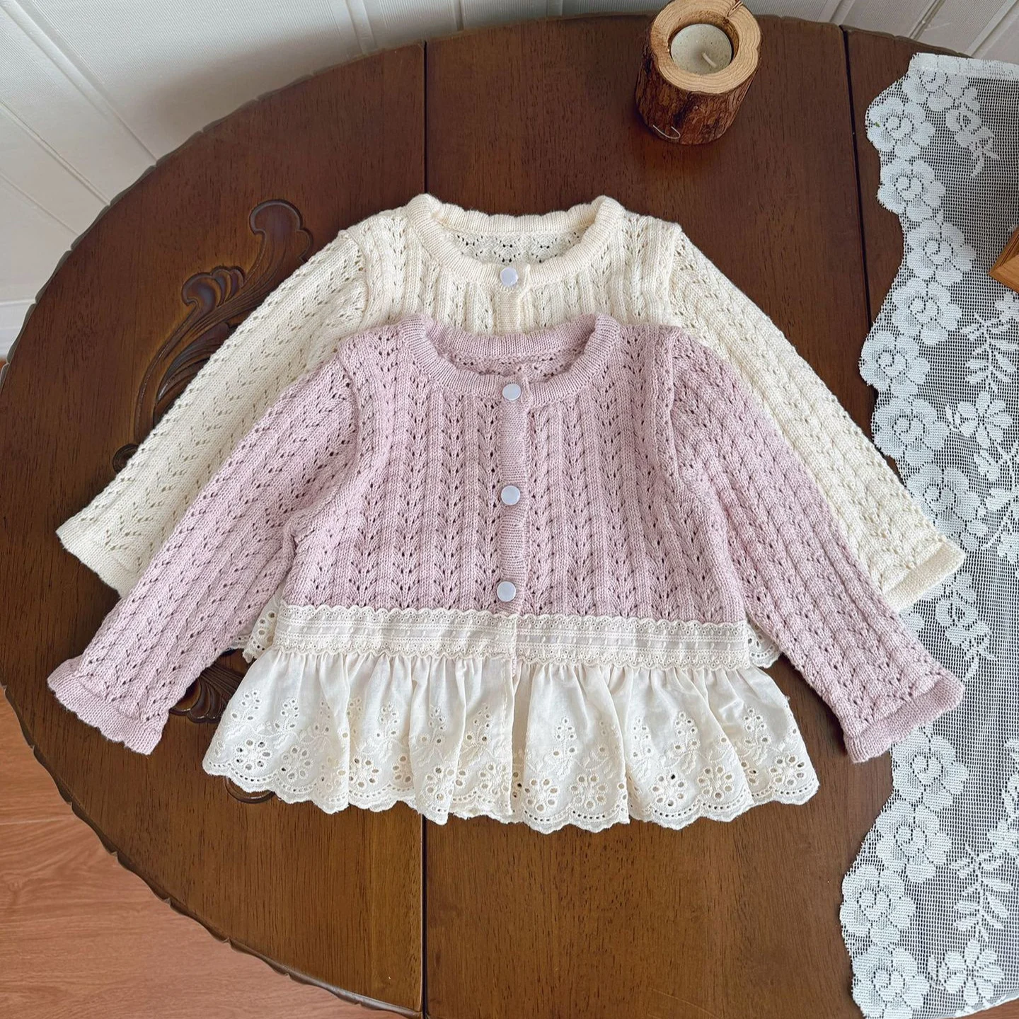 Hollow-out Knitted Cardigan For Baby Girls — image 5