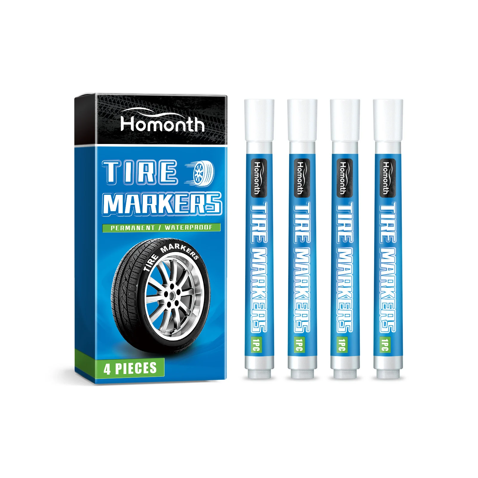 Homonth White Tire Paint Pen Car Non-fading Color Painting Creative DIY Oil-based — image 2