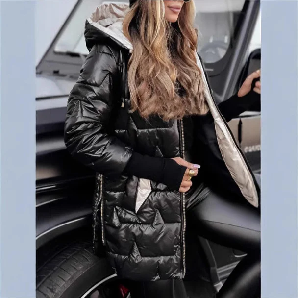 Hooded Cotton-padded Jacket With Three Zippers — image 3