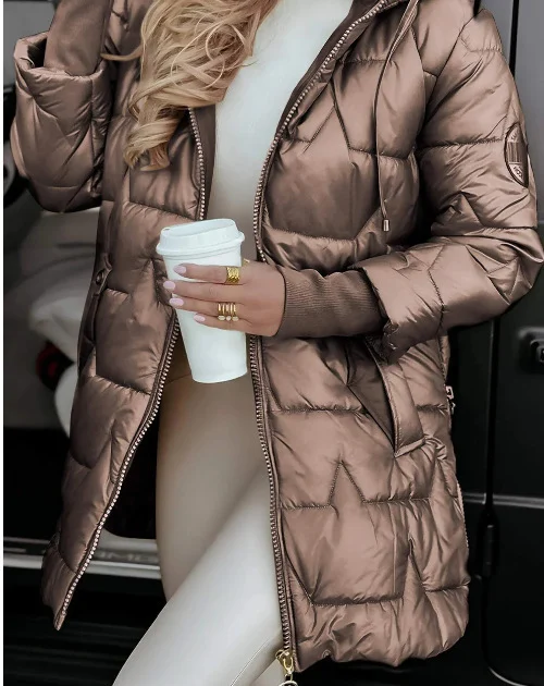 Hooded Cotton-padded Jacket With Three Zippers — image 8