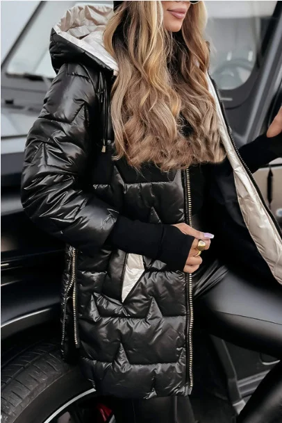 Hooded Cotton-padded Jacket With Three Zippers — image 9