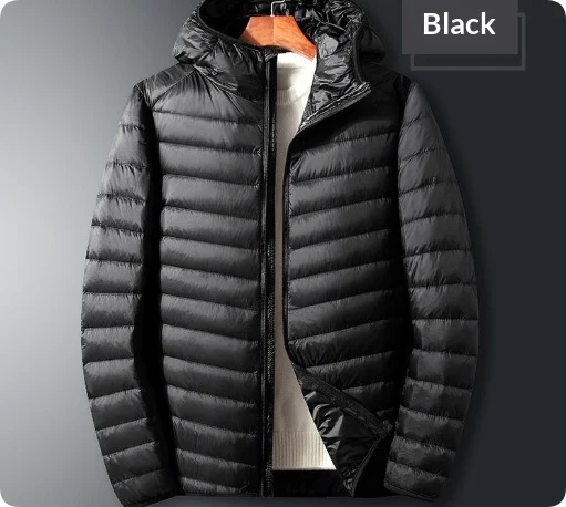 Hooded Padded White Duck Down Mens Coat — image 6