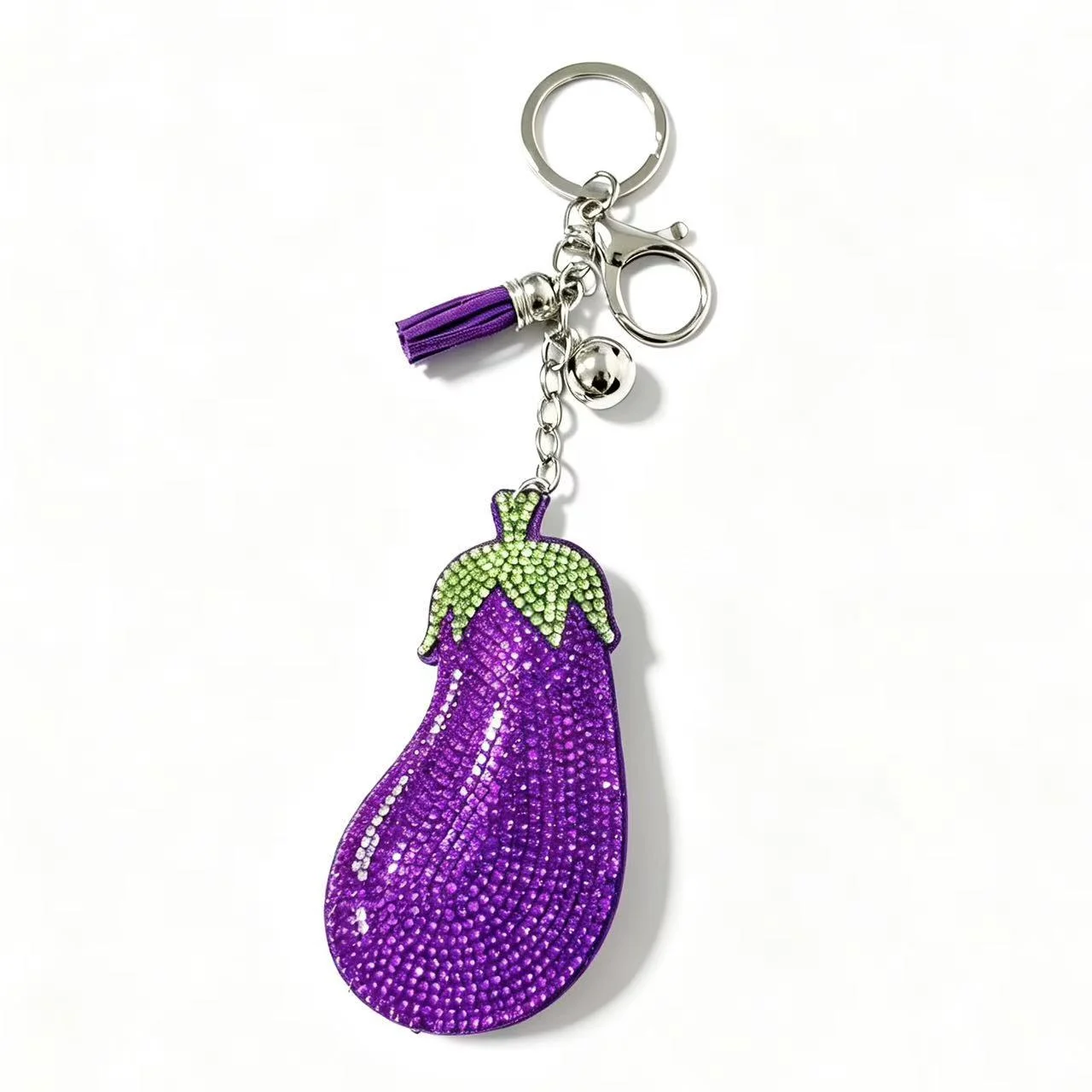 Hot-fix Rhinestone Eggplant Keychaincreative Fruit Design — image 5