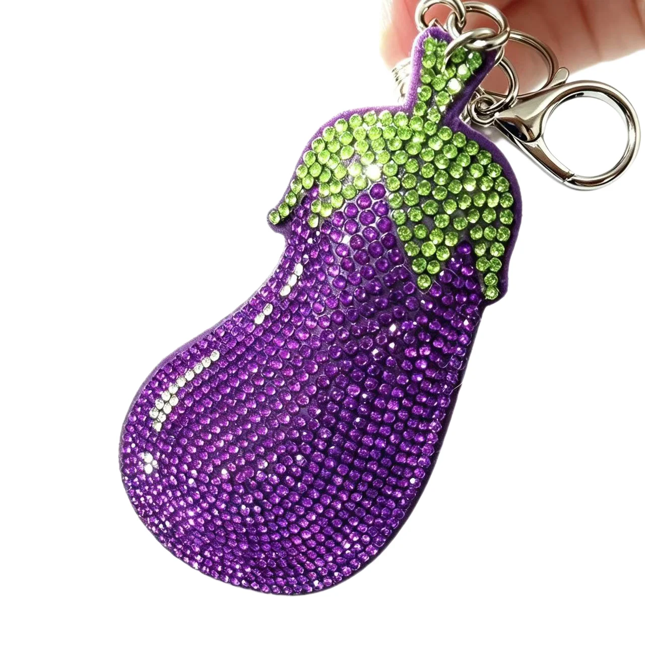 Hot-fix Rhinestone Eggplant Keychaincreative Fruit Design — image 3