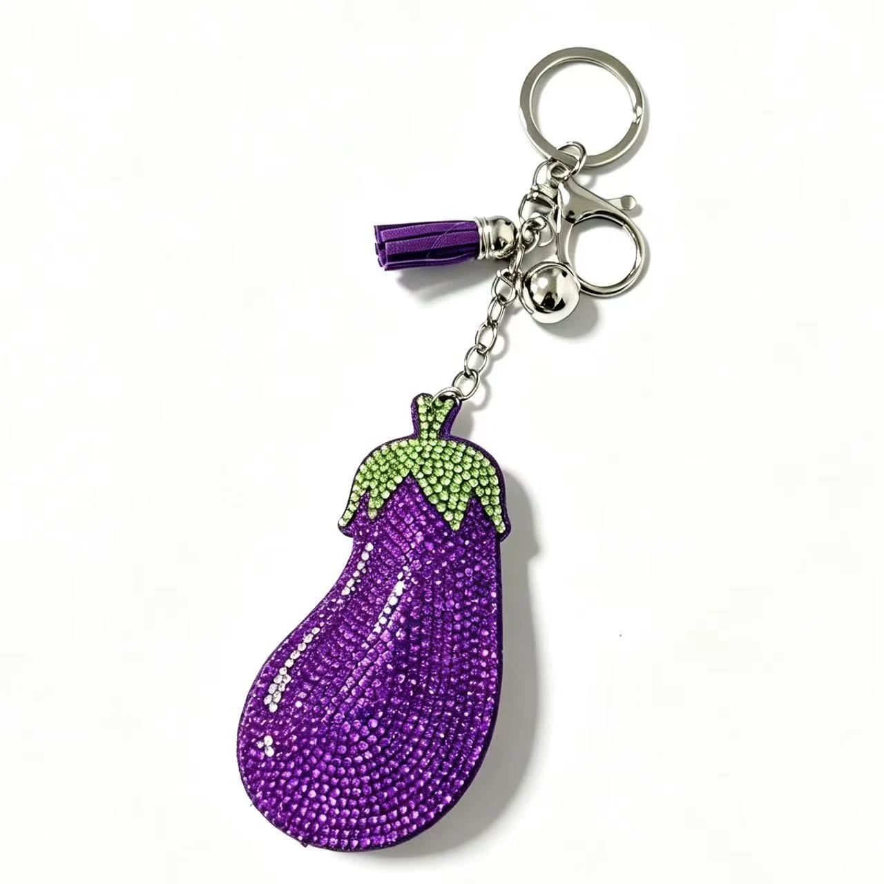 Hot-fix Rhinestone Eggplant Keychaincreative Fruit Design — image 4