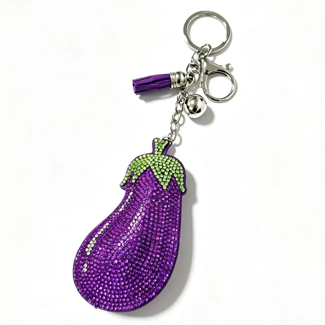 Hot-fix Rhinestone Eggplant Keychaincreative Fruit Design — image 2