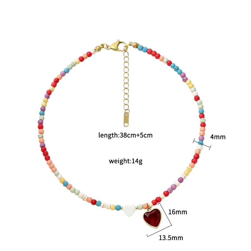 Hot-selling Colorful Turquoise Cherry Strawberry Heart Pendant Necklace — image 2