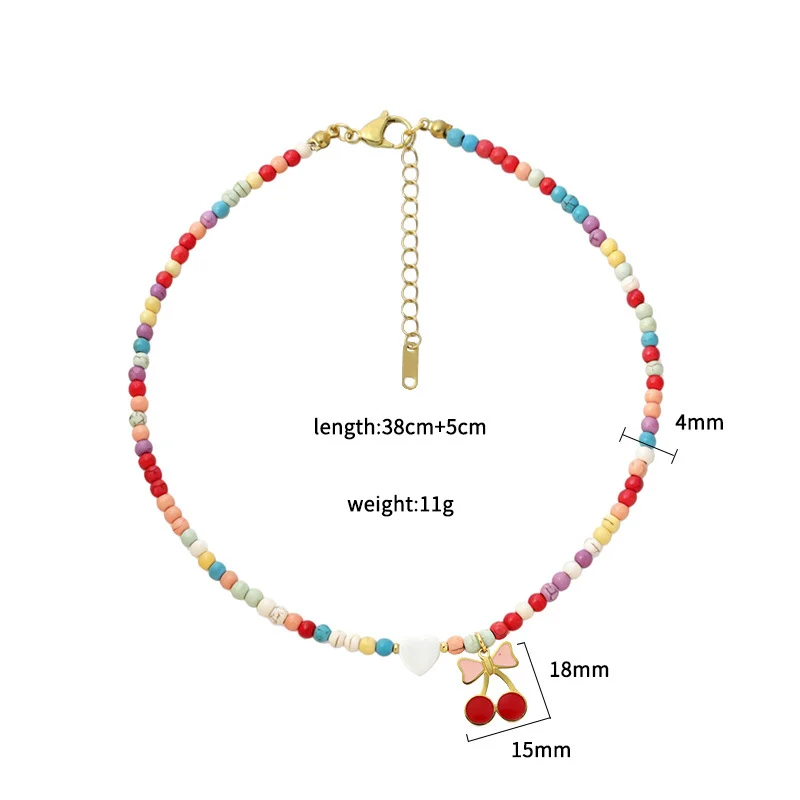 Hot-selling Colorful Turquoise Cherry Strawberry Heart Pendant Necklace — image 3