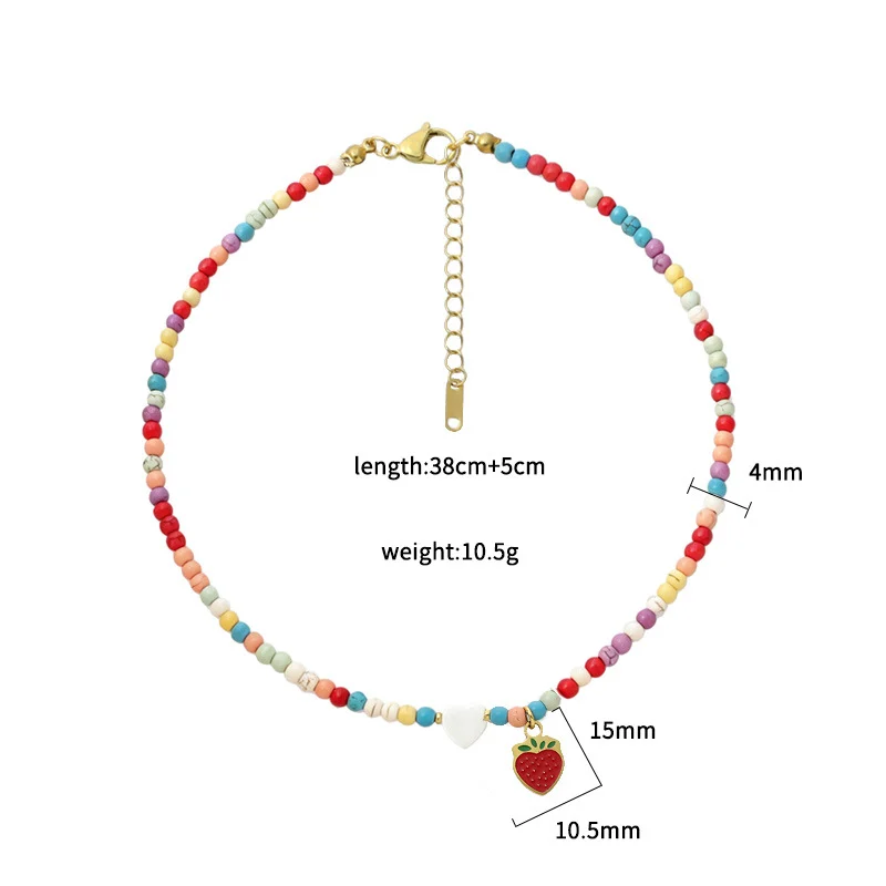 Hot-selling Colorful Turquoise Cherry Strawberry Heart Pendant Necklace — image 9