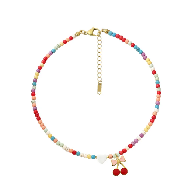 Hot-selling Colorful Turquoise Cherry Strawberry Heart Pendant Necklace — image 8