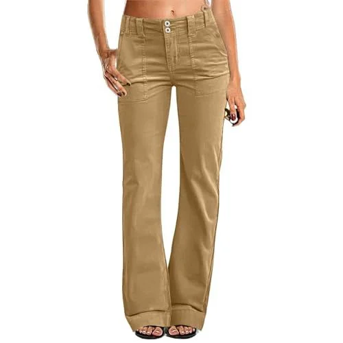 Hot-selling Women's Pocketed Elastic Waist Twill Cotton Pants, High-waisted,… — image 1