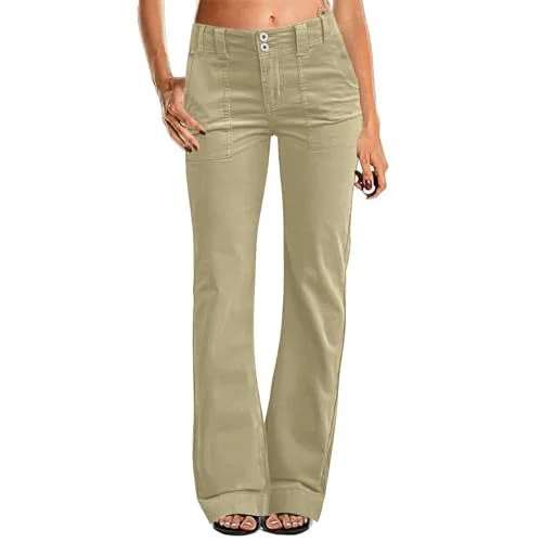 Hot-selling Women's Pocketed Elastic Waist Twill Cotton Pants, High-waisted,… — image 9