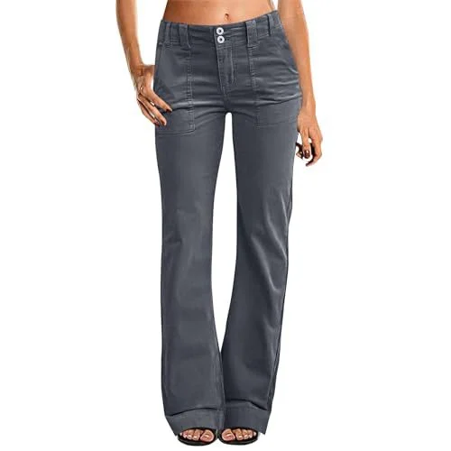 Hot-selling Women's Pocketed Elastic Waist Twill Cotton Pants, High-waisted,… — image 4