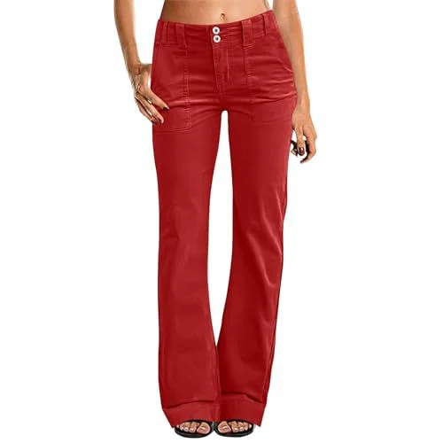 Hot-selling Women's Pocketed Elastic Waist Twill Cotton Pants, High-waisted,… — image 8