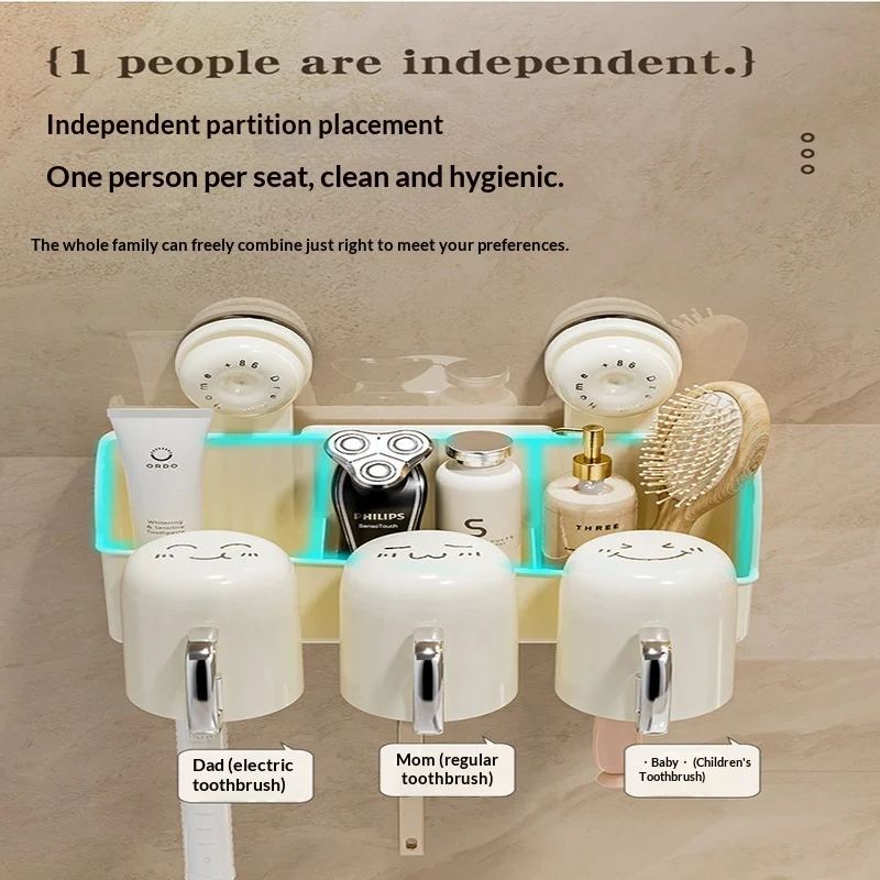 Household Bathroom Toothbrush Holder Shelf — image 7