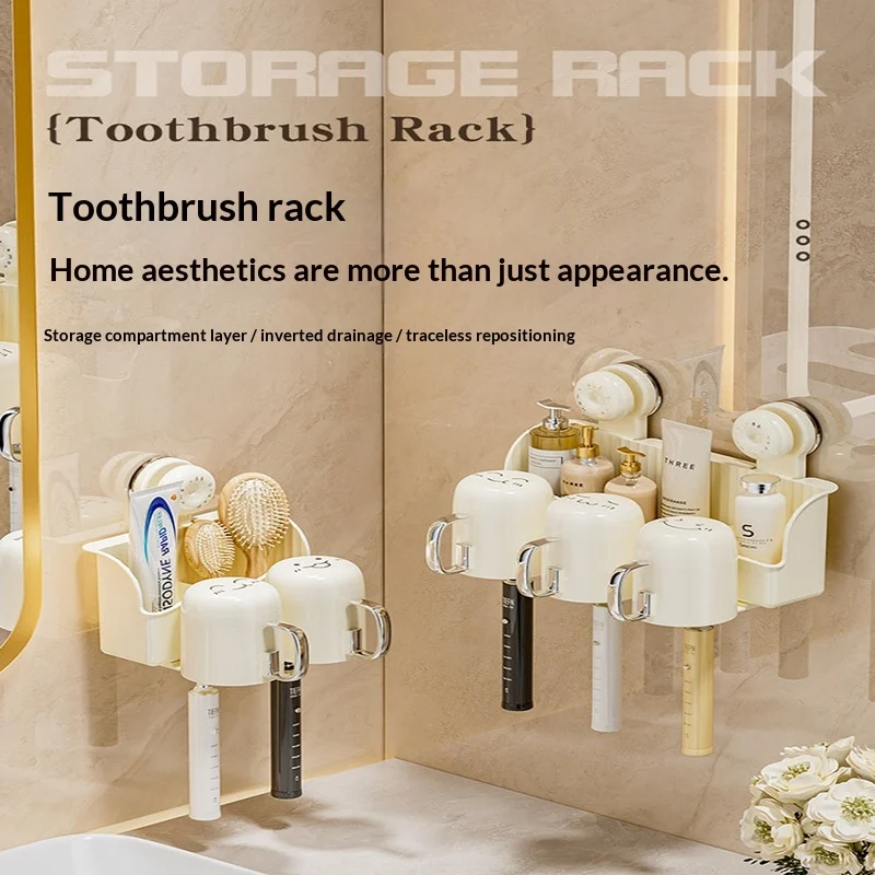 Household Bathroom Toothbrush Holder Shelf — image 4