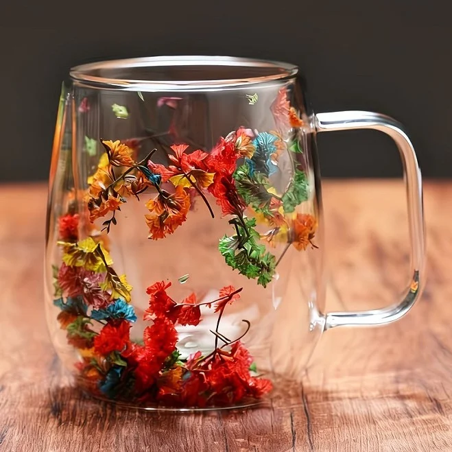 Household Petal-shaped Coffee Cup Made Of High-borosilicate Double-layer Glass — image 9