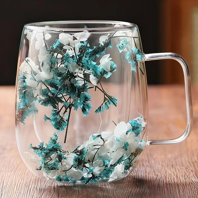 Household Petal-shaped Coffee Cup Made Of High-borosilicate Double-layer Glass — image 2