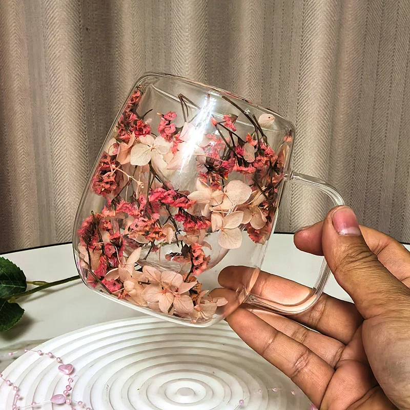 Household Petal-shaped Coffee Cup Made Of High-borosilicate Double-layer Glass — image 8