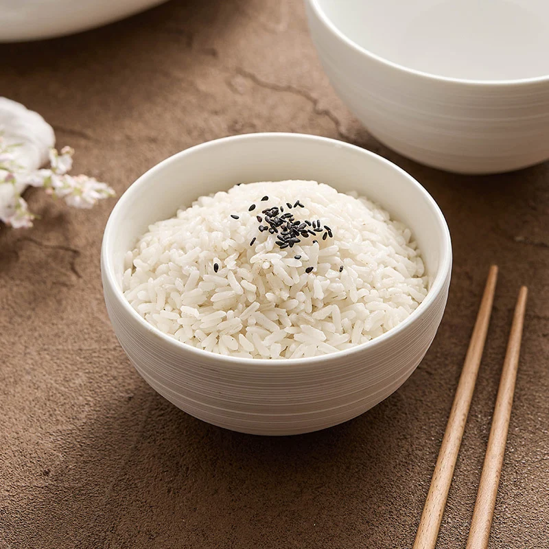 Household Single High-end Textured White Brushed Ceramic Rice Bowl — image 3