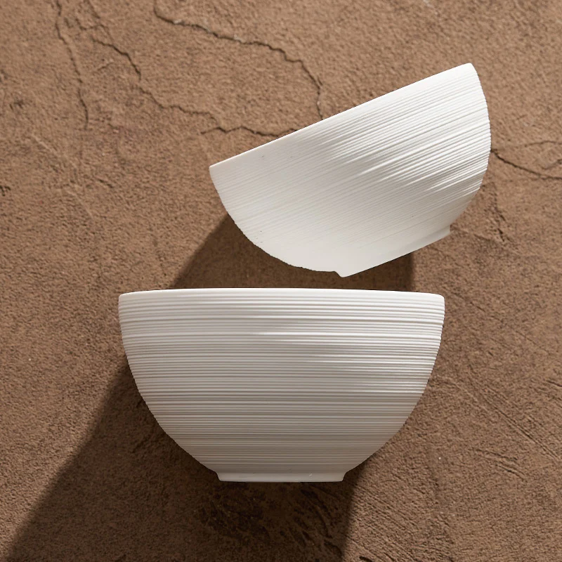 Household Single High-end Textured White Brushed Ceramic Rice Bowl — image 7