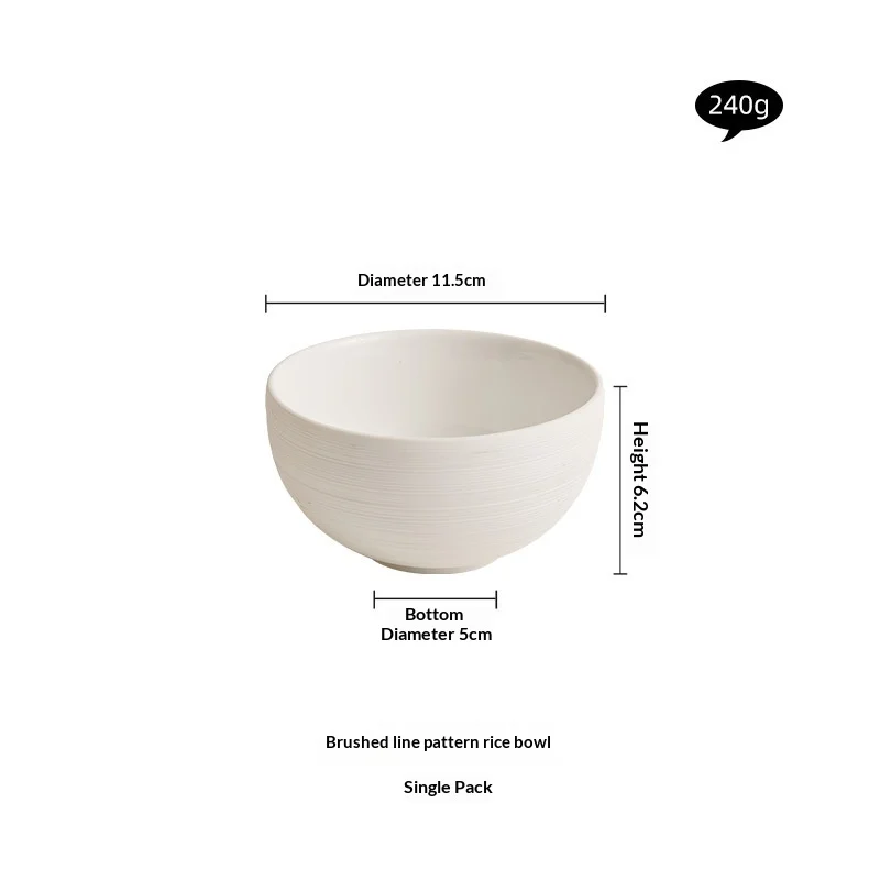 Household Single High-end Textured White Brushed Ceramic Rice Bowl — image 6
