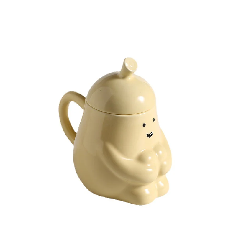 Hug Pear Water Mugceramic Mug Student Breakfast Milk Cup With Lid — image 5