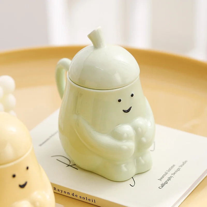Hug Pear Water Mugceramic Mug Student Breakfast Milk Cup With Lid — image 2