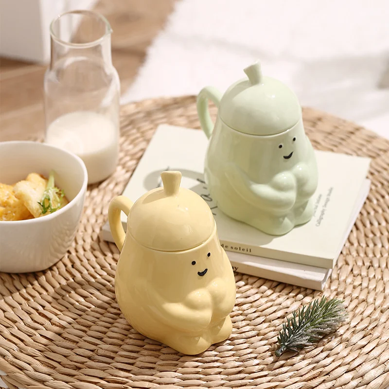 Hug Pear Water Mugceramic Mug Student Breakfast Milk Cup With Lid — image 6