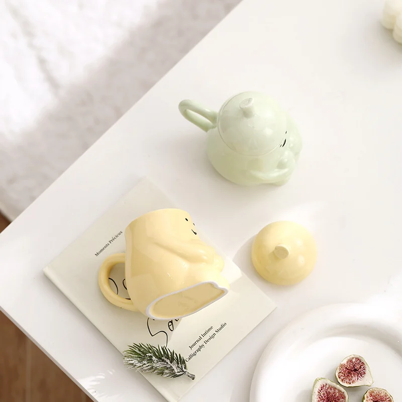 Hug Pear Water Mugceramic Mug Student Breakfast Milk Cup With Lid — image 4
