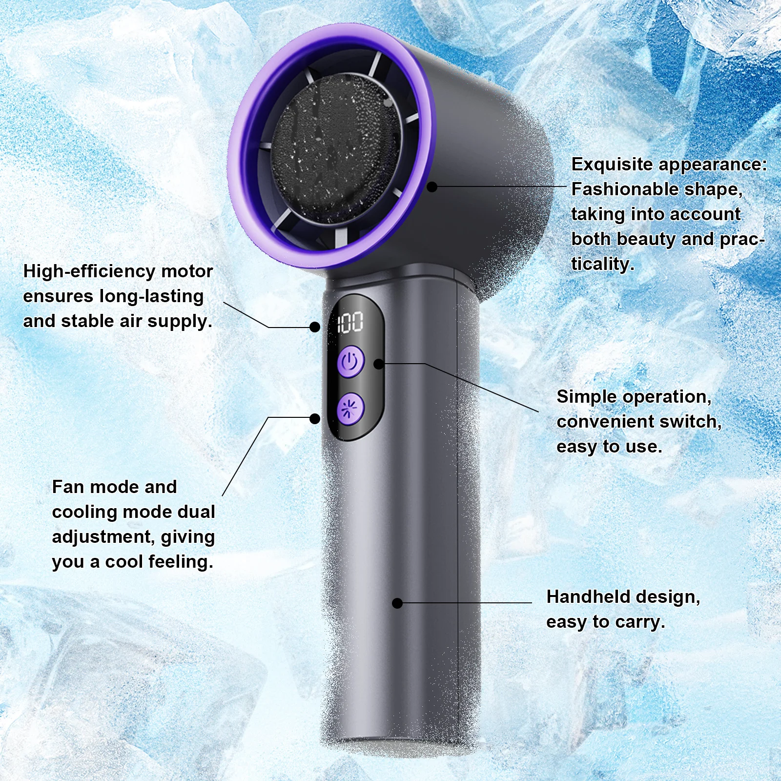 Ice Pack Handheld Fan Roland Grey 1pc 1 Box — image 5