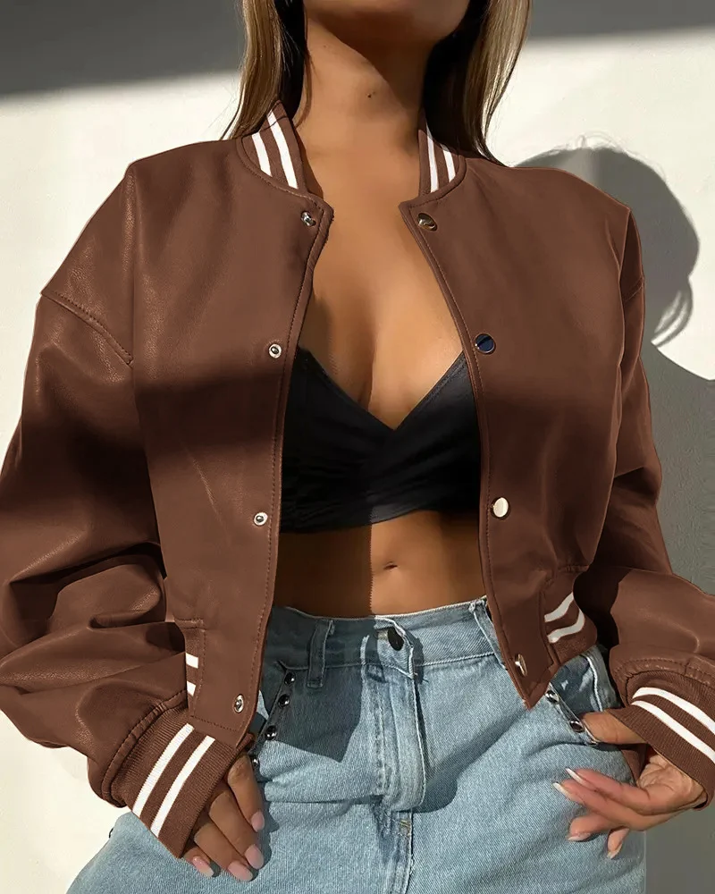 Independent Store New Style Long Sleeve Motorcycle Fashion PU Leather Jacket Small Coat — image 7