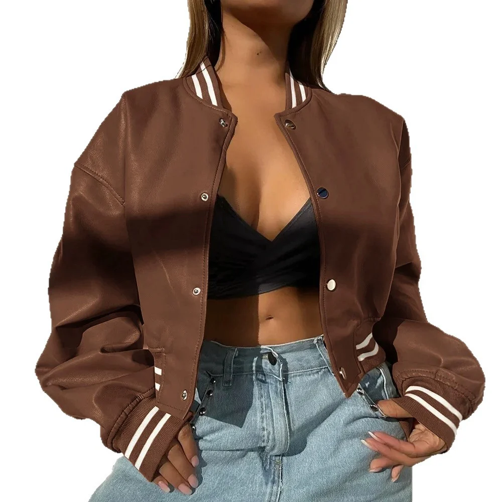 Independent Store New Style Long Sleeve Motorcycle Fashion PU Leather Jacket Small Coat — image 8