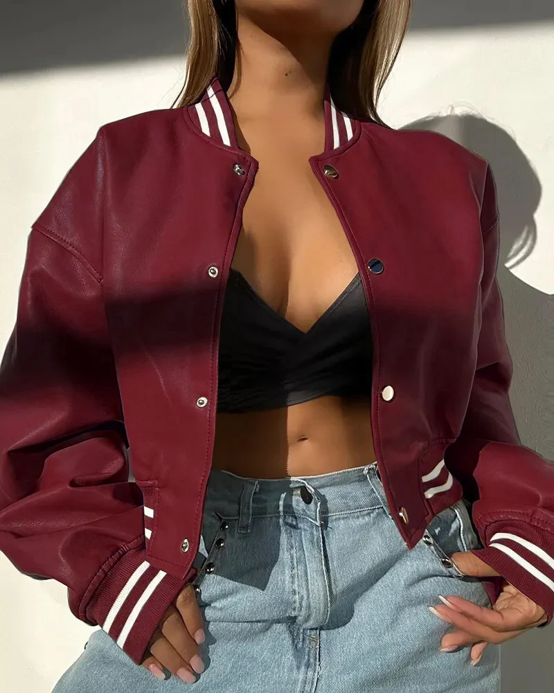 Independent Store New Style Long Sleeve Motorcycle Fashion PU Leather Jacket Small Coat — image 6