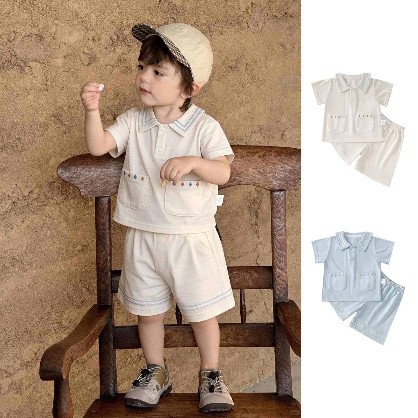Infant Toddler Short Sleeve Shorts Set - Lightweight Breathable Two Piece Outfit For… — image 6
