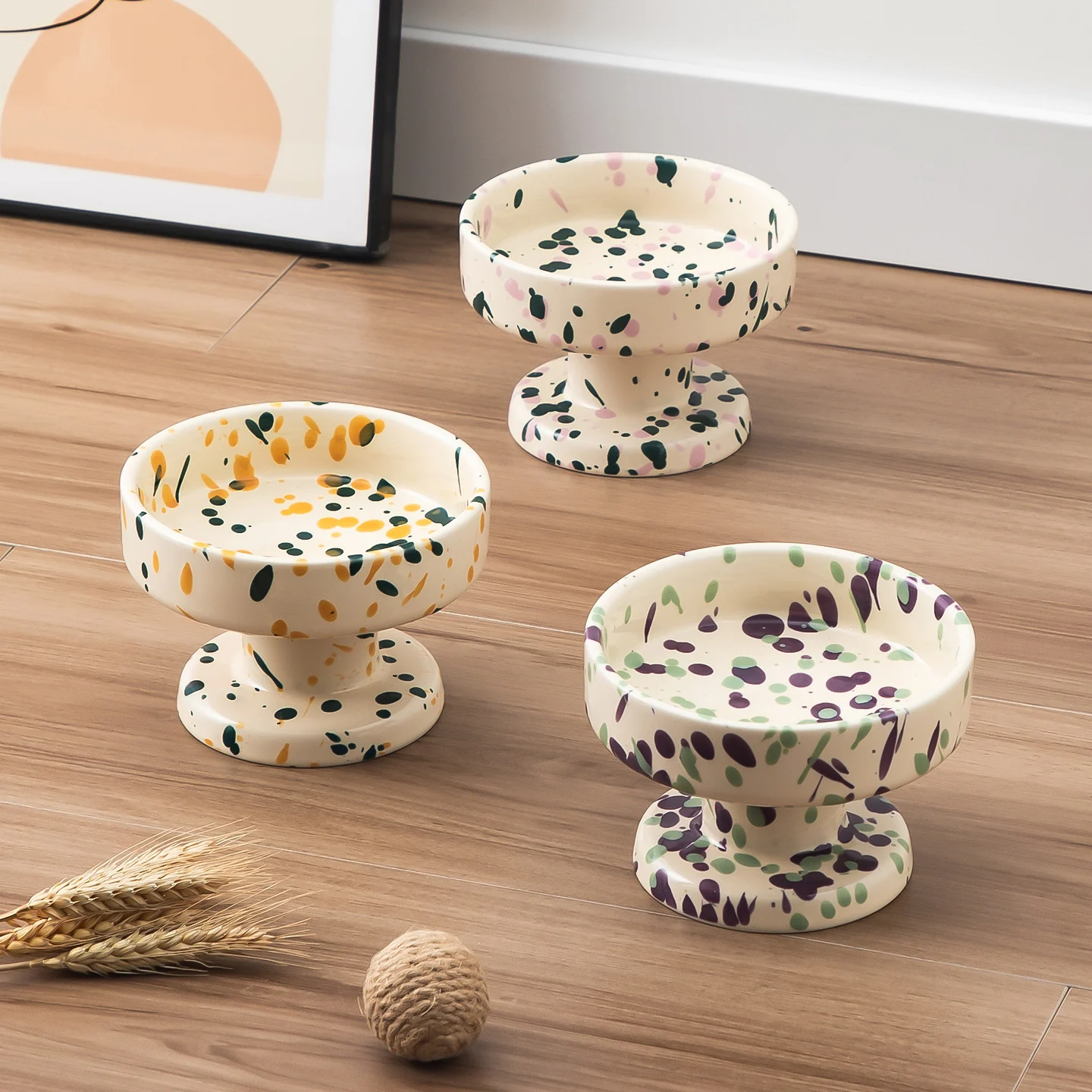 Ink-splashed Bubble Pet Bowl And Stem Glass — image 2