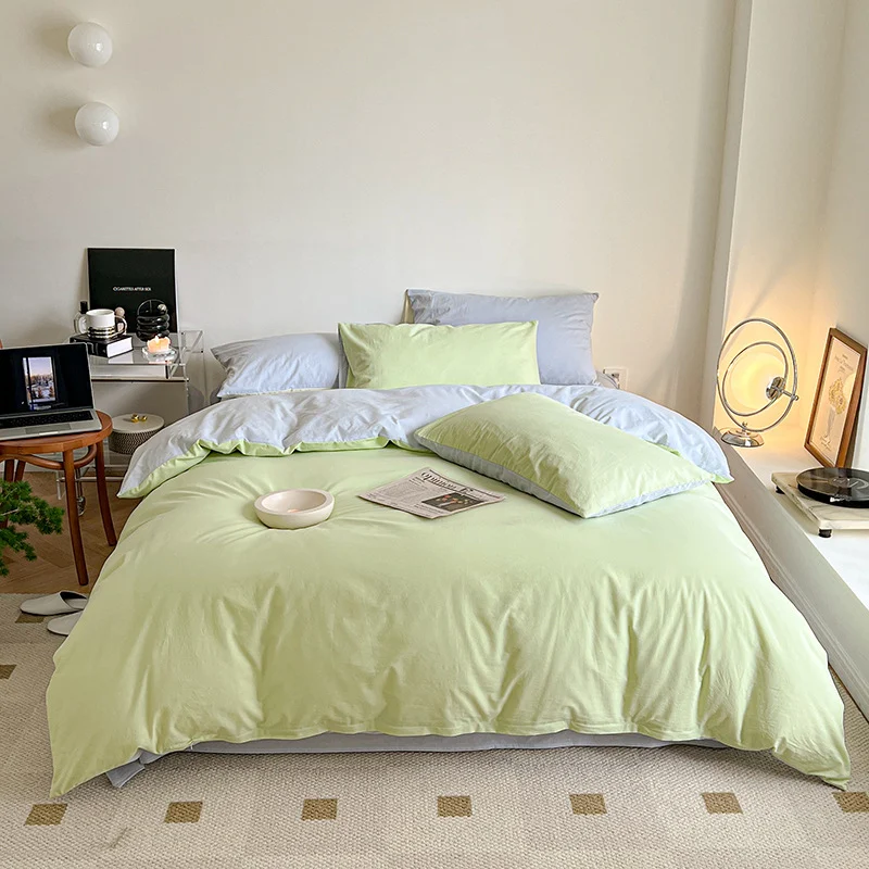 Ins Mint Green And Pink Two-tone All-cotton Four-piece Bedding Set — image 9
