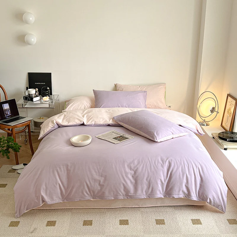 Ins Mint Green And Pink Two-tone All-cotton Four-piece Bedding Set — image 4